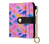 OWFKAY Slim Women's RFID Blocking Card Holder Wallet Travel Purse Multiple Card Slots ID Window Everyday Cartoon Dinosaurs