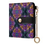 OWFKAY Slim Women's RFID Blocking Card Holder Wallet Travel Purse Multiple Card Slots ID Window Everyday Orange Purple Mandala