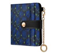 OWFKAY Slim Women's RFID Blocking Card Holder Wallet Travel Purse Multiple Card Slots ID Window Everyday Blue Line Wolf