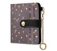 OWFKAY Slim Women's RFID Blocking Card Holder Wallet Travel Purse Multiple Card Slots ID Window Everyday Colorful Flower Polka Dot