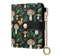 OWFKAY Slim Women's RFID Blocking Card Holder Wallet Travel Purse Multiple Card Slots ID Window Everyday Mushroom Butterfly