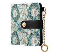 OWFKAY Slim Women's RFID Blocking Card Holder Wallet Travel Purse Multiple Card Slots ID Window Everyday White Flower Datura