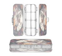 OWFKAY Small Pencil Case with Supplies Flower Group Dog Plastic Clear Pencil Box Organizer Crayon Storage Box Double Layer Pen Holder for School