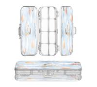 OWFKAY Small Pencil Case with Supplies Rocket Kid Planet Pattern Plastic Clear Pencil Box Organizer Crayon Storage Box Double Layer Pen Holder for School