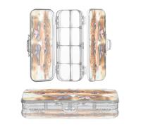 OWFKAY Small Pencil Case with Supplies Two Highland Cows Plastic Clear Pencil Box Organizer Crayon Storage Box Double Layer Pen Holder for School