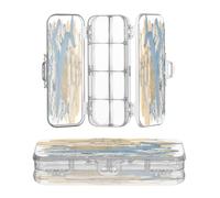 OWFKAY Small Pencil Case with Supplies Whale Boat Bird Plastic Clear Pencil Box Organizer Crayon Storage Box Double Layer Pen Holder for School