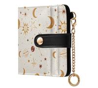 OWFKAY Stars Moons Planets Leather Purses for Women Ladies Wallet Credit Card Holder RFID Blocking Small with ID Window & Zipper Coin Pocket Boys Girls