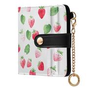 OWFKAY Strawberry Lovely Leather Purses for Women Ladies Wallet Credit Card Holder RFID Blocking Small with ID Window & Zipper Coin Pocket