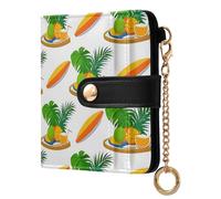 OWFKAY Surfboard Fruit Leather Purses for Women Ladies Wallet Credit Card Holder RFID Blocking Small with ID Window & Zipper Coin Pocket