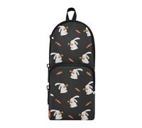OWFKAY The Rabbit is Holding A Carrot Shaped Pattern Large Capacity Pencil Case 3 Compartment Pouch Pen Bag Zipper Stationery Bag for Students Office Work Stationery