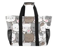OWFKAY Travel Duffel Bag,Sport Gym Bag,Waterproof Beach Bag Shoulder Weekender Overnight Bag for Women Foldable Reusable-Cute Grey Cats Kitty Kitten
