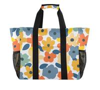 OWFKAY Travel Duffel Bag，Sport Gym Bag，Waterproof Beach Bag Shoulder Weekender Overnight Bag for Women Foldable Reusable-Spring Flowers Rainbow Wildflowers