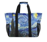 OWFKAY Travel Duffel Bag,Sport Gym Bag,Waterproof Beach Bag Shoulder Weekender Overnight Bag for Women Foldable Reusable-The Starry Night Oil Painting