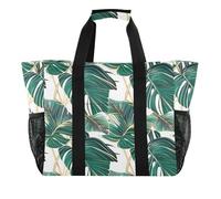 OWFKAY Travel Duffel Bag，Sport Gym Bag，Waterproof Beach Bag Shoulder Weekender Overnight Bag for Women Foldable Reusable-Beautiful Tropical Leaves Pattern