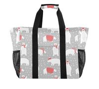 OWFKAY Travel Duffel Bag,Sport Gym Bag,Waterproof Beach Bag Shoulder Weekender Overnight Bag for Women Foldable Reusable-Winter White Christmas Bear