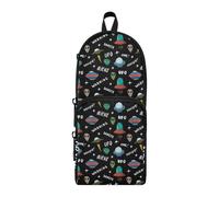 OWFKAY UFO Aliens Cute Space Ships Cartoon Large Capacity Pencil Case 3 Compartment Pouch Pen Bag Zipper Stationery Bag for Students Office Work Stationery