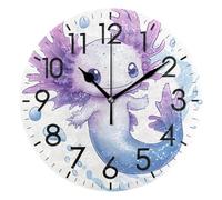 OWFKAY Wall Clock for Living Room Decor Silent Non Ticking Battery Powered Kawaii Axolotl 10 Inch Round Modern Simple Classic for Bathroom Office Home Bedroom School