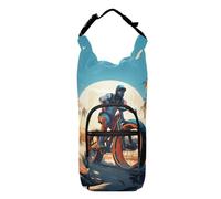 OWFKAY Water Bottle Carrier Bag Character Riding Bicycle in The Sunrise Bottle Pouch Holder Sports Water Bottle Accessories