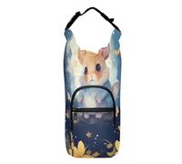 OWFKAY Water Bottle Carrier Bag Hamster and Yellow Flowers in Starry Night Bottle Pouch Holder Sports Water Bottle Accessories