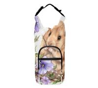 OWFKAY Water Bottle Carrier Bag Little Hamster and Purple Flowers Bottle Pouch Holder Sports Water Bottle Accessories
