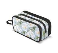 OWFKAY White Primrose Floral Pencil Case for Girls School Large Capacity with 3 Compartments Pencil Pouch Back to School Supplies Stationery Organizer