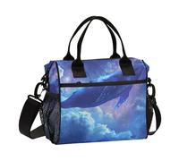 OWFKAY Women Insulated Lunch Bag Cooler Cool Bag Adults Reusable Blue Whale in The Night Sky Crossbody with Shoulder Strap Picnic S