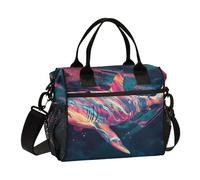 OWFKAY Women Insulated Lunch Bag Cooler Cool Bag Adults Reusable Colorful Shark Crossbody with Shoulder Strap Picnic S