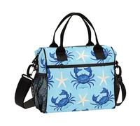 OWFKAY Women Insulated Lunch Bag Cooler Cool Bag Adults Reusable Crab Starfish Crossbody with Shoulder Strap Picnic S