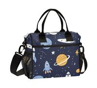 OWFKAY Women Insulated Lunch Bag Cooler Cool Bag Adults Reusable Rockets Planet Space Crossbody with Shoulder Strap Picnic S