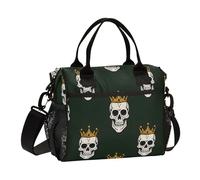 OWFKAY Women Insulated Lunch Bag Cooler Cool Bag Adults Reusable Skull Head Crown Crossbody with Shoulder Strap Picnic S