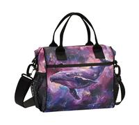 OWFKAY Women Insulated Lunch Bag Cooler Cool Bag Adults Reusable Whale Space Purple Crossbody with Shoulder Strap Picnic S
