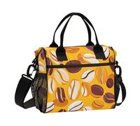 OWFKAY Women Insulated Lunch Bag Cooler Cool Bag Adults Reusable Yellow Coffee Beans Crossbody with Shoulder Strap Picnic S