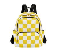OWFKAY Yellow White Plaid Women's Fashion Backpacks Rucksack Bag Back Pack Ladies for Travelling Work Lightweight