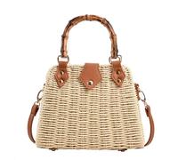 OWGSEE Straw Purses for Women Trendy Summer Woven Tote Bag Straw Basket Crossbody Wicker Purses and Handbags with Bamboo Handle, Beige