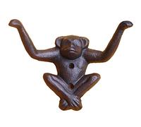OWIEN American Creative Monkey Outdoor Statue, Cast Iron Animal Hooks, Vintage Wall Mounted Storage Coat Hooks, 5.9" Long (Color : Black, Size : 5.9" x 2.0" x 4.1")