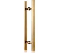 OWIEN Entrance Door Pull Handle, Heavy-Duty Commercial H-Shape Stainless Steel Gate Handle Pulls, Golden, Easy Install(800mm/2.6ft)
