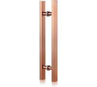 OWIEN Square Shape Sliding Door Handle, 50/60/80cm Heavy Duty Pull Door Handles, for Shower Glass Interior Exterior Door(Rose Gold,60cm/2ft)