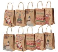 OWill 10 Pcs Christmas G-ift Bags, 5 Style Xmas Gift Bags with Handles,Christmas Small Gift Bags,Xmas Bags for Presents, Party Decorations-150×80×210mm