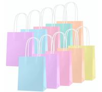 OWill 10 Pcs Gift Bags,Macarons Solid Color Goody Bags,Kraft Paper Small Gift Bags for Presents with Handles for Women, Birthday Party Celebration -150×80×210mm