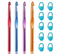 OWill 14pcs Crochet Hooks Set(8mm 9mm 10mm 12mm), Color Aluminum Ergonomic Handle Crochet Hook, Arthritis Hand Crochet