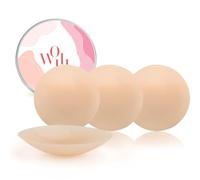 OWill 2 Pair Silicone Nipple Covers Invisible and Reusable Adhesive Nipple Cover Pasties for Women Nipple Covers and Tap (Nude, 8cm)