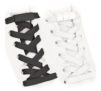 OWill 2 Pairs Elastic Laces, No Tie Shoe Laces Trainers Laces for Adult Kids Lazy Shoelaces with Metal Buckle Flat Shoe Laces