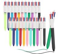 OWill 22 Pcs 4 Colour Pens,Multi Coloured Pens All in One,4-in-1 Retractable Ballpoint Pens 1.0mm for Office School Supplies Students Children Gift