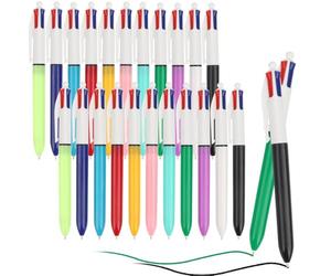 OWill 22 Pcs 4 Colour Pens,Multi Coloured Pens All in One,4-in-1 Retractable Ballpoint Pens 1.0mm for Office School Supplies Students Children Gift