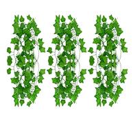 OWill 3 pack Artificial Fake Vine, 21Ft Fake Ivy Fake Plants Green Leaves Hanging Vine Plant Vine Decoration for Home Kitchen Garden Office Wedding