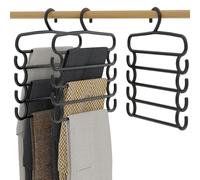 OWill 3 Pack Trouser Hangers, Plastics Space Saving Hangers Trousers Hangers Multi Clothes Hanger Closet Organizers Storage for Pants Scarf Towel Ties