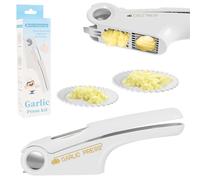 OWill 4-in-1 Garlic Crusher, Multi-Functional Kitchen Garlic Mincer Press Crusher, Heavy Duty Peeler Squeezer Garlic Presser Easy Clean and Durable