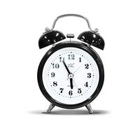 OWill 4 inches Twin Bell Loud Alarm Clock for Heavy Sleepers Battery Operated Retro Alarm Clocks Bedside with Light for Travel Bedrooms Desk（No Battery Included）