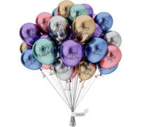 OWill 50 PCS 10 Inch Happy Birthday Metallic Balloons,Shiny Metallic Balloon Latex Balloon Happy Birthday Balloons