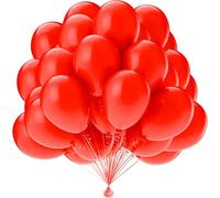 OWill 50 Pcs Red Balloons - 10 Inch Latex Balloons for Christmas Party, Birthday, Baby Shower, Girls’ Celebrations, Romantic Events, Air or Helium Fillable